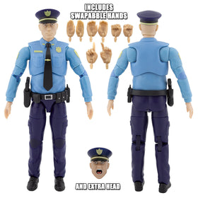 Ultimate Police Officer figure with duty gear in detailed blue uniform.