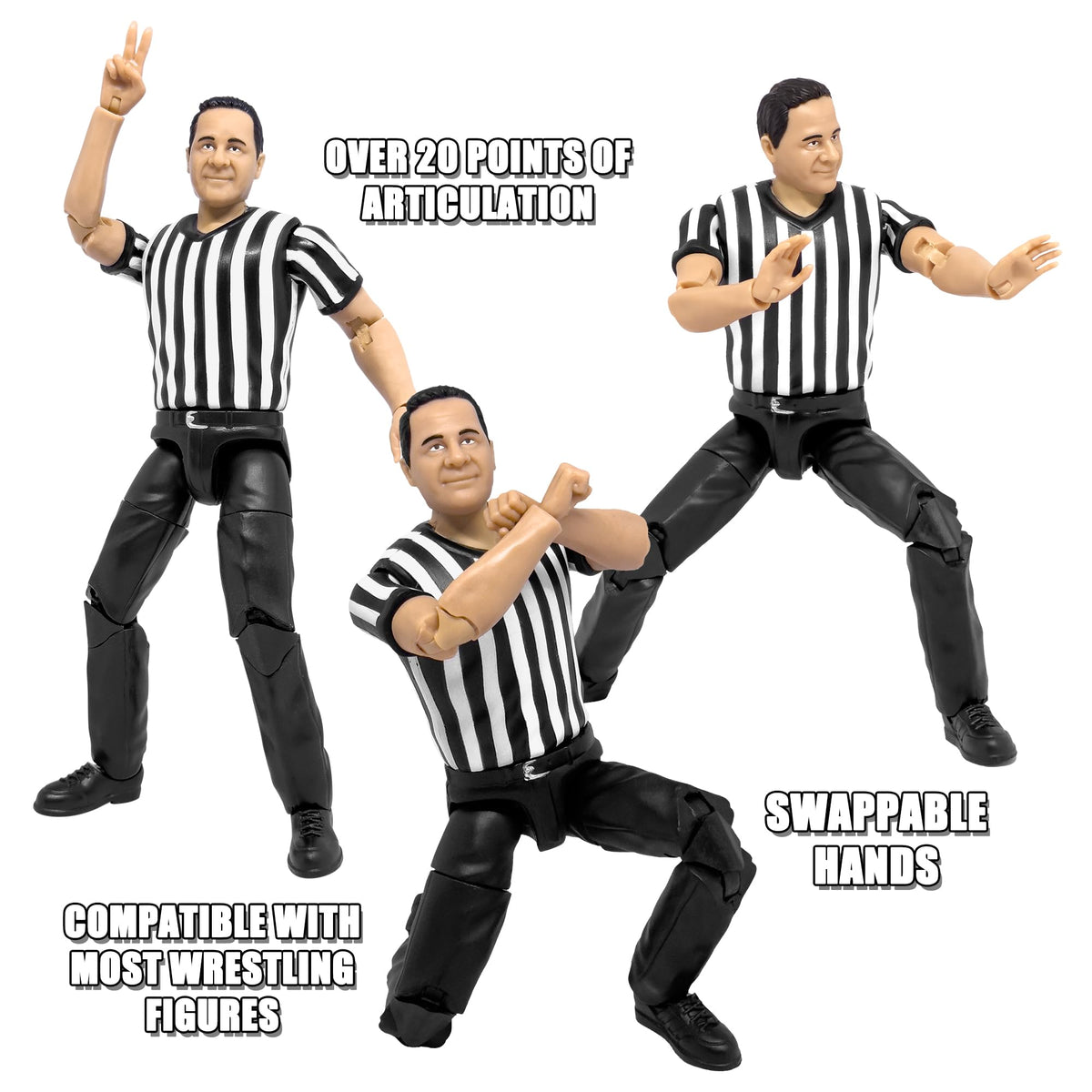 Figures Toy Company Ultimate Talking Referee is a 7-inch figure compatible with wrestling lines