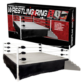 Figures Toy Company wrestling ring assembly area view, roomy 21.5 x 21.5 inch surface.