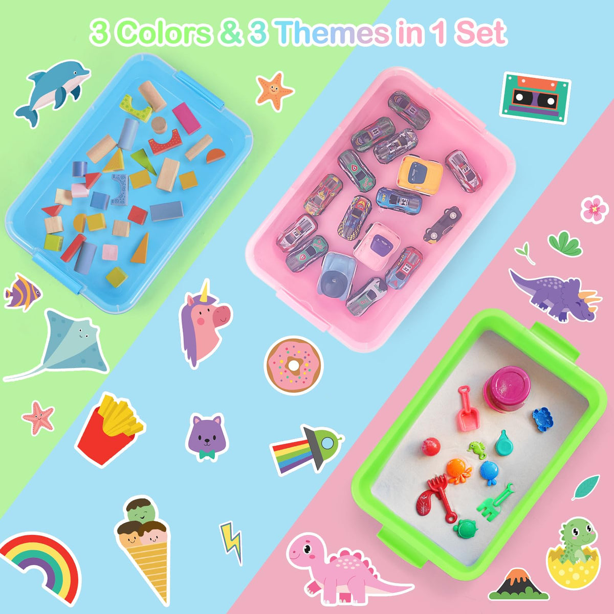 FIIOEOY sensory bin green lid ideal for quick setup and tidy storage
