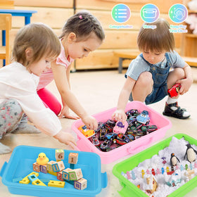FIIOEOY ocean stickers on bin for themed sensory sessions