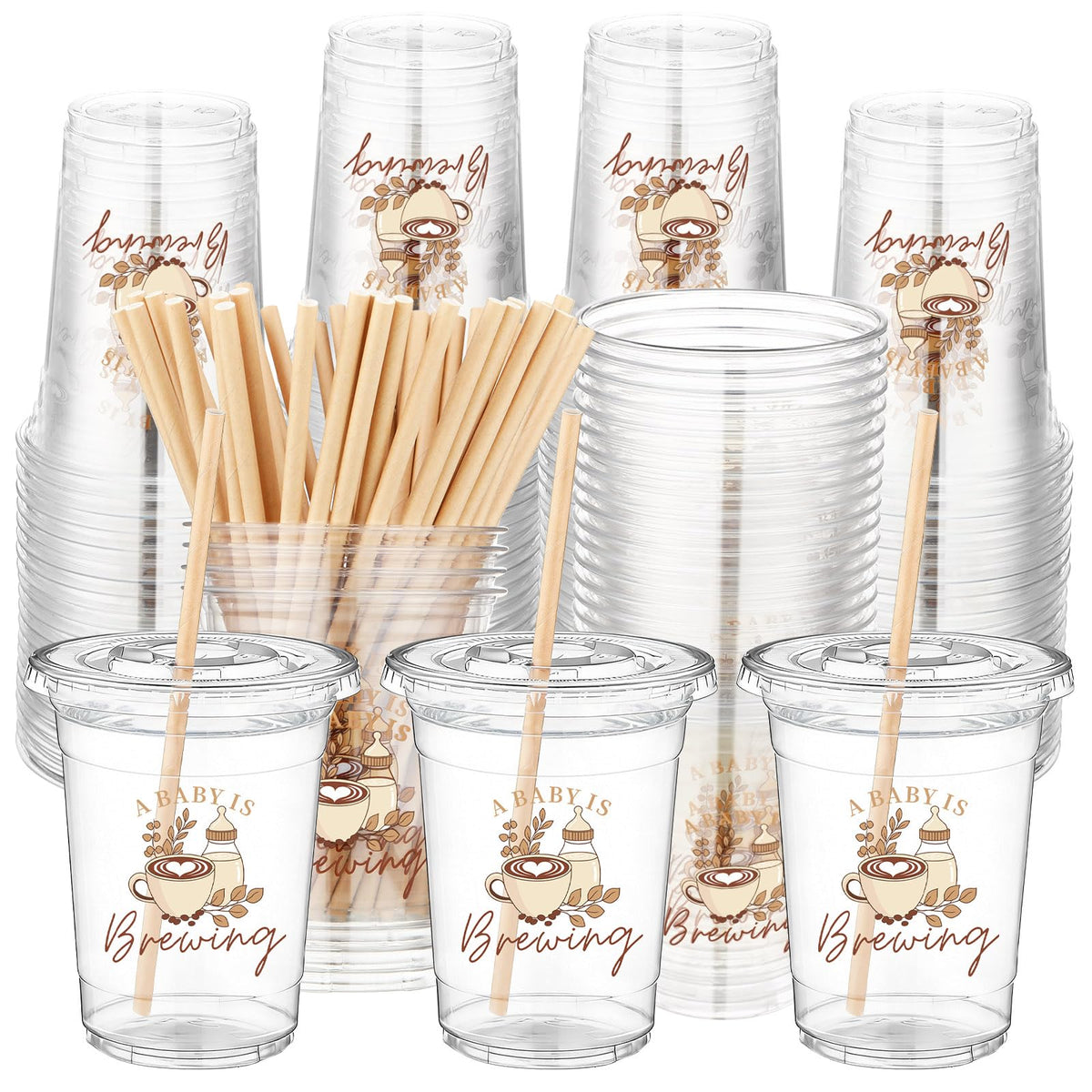FillTouch baby is brewing cups — clear design for stylish baby shower celebrations