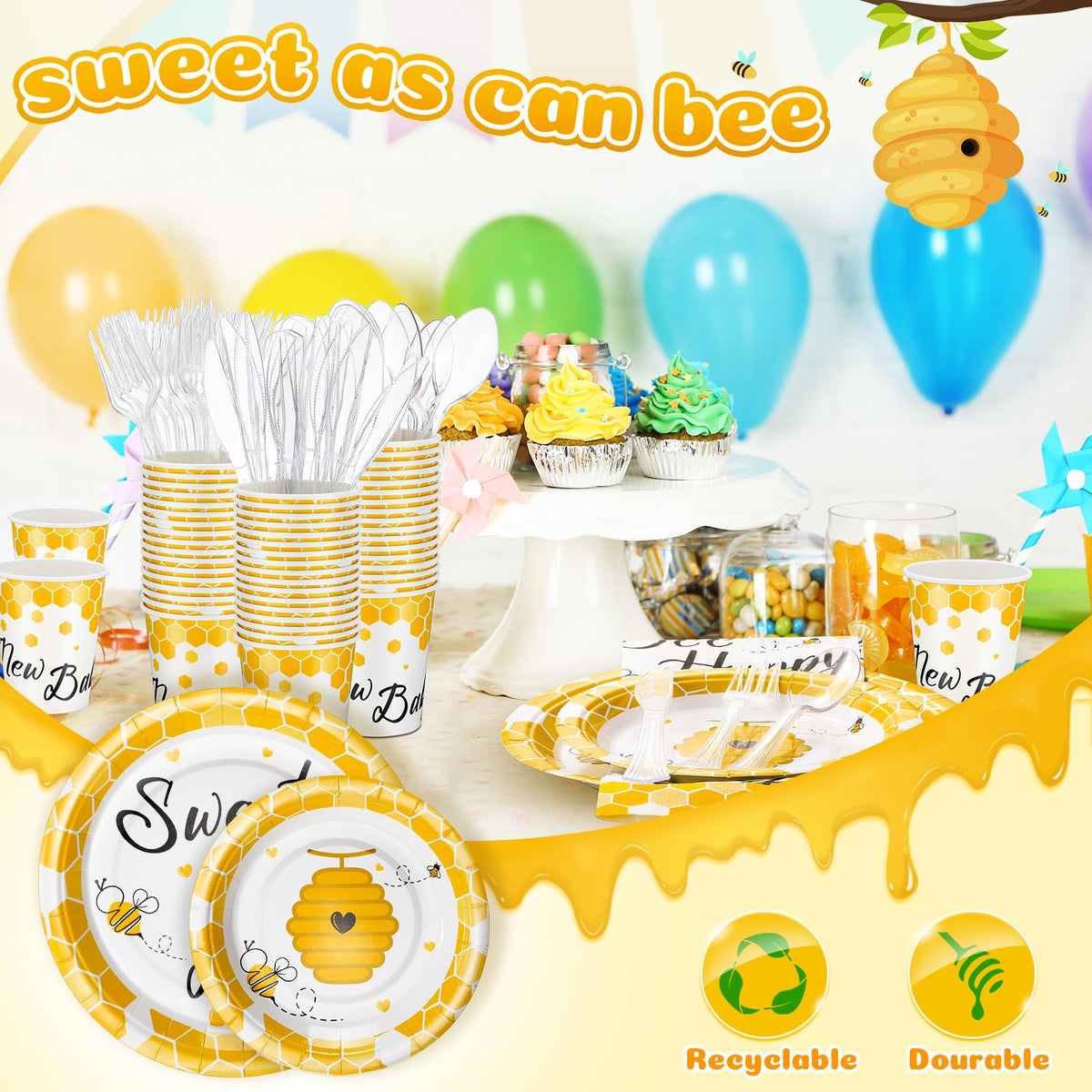 FillTouch bee-themed cups 9 oz for mess-free beverages