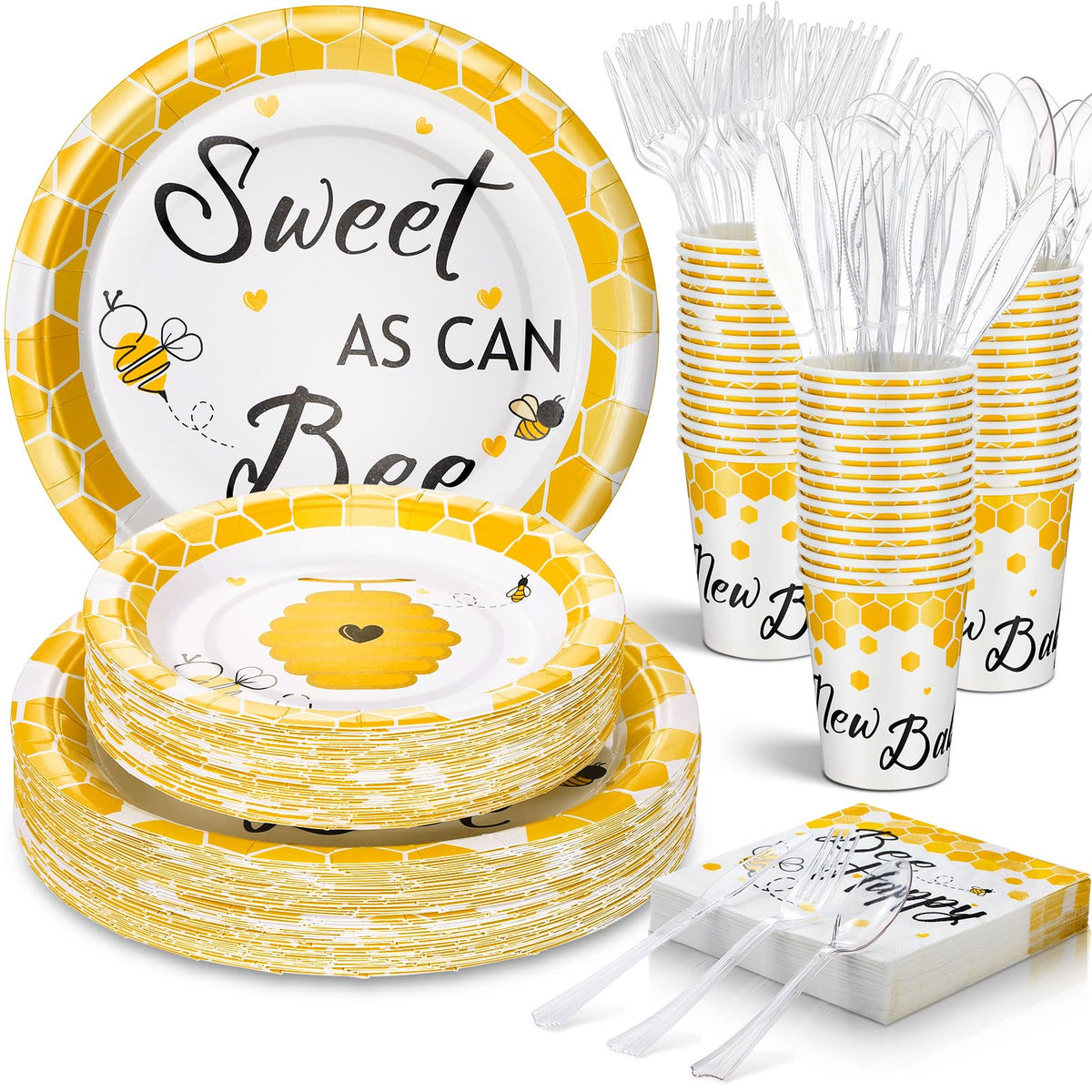 FillTouch bee-themed 9-inch plates for sturdy meals at parties