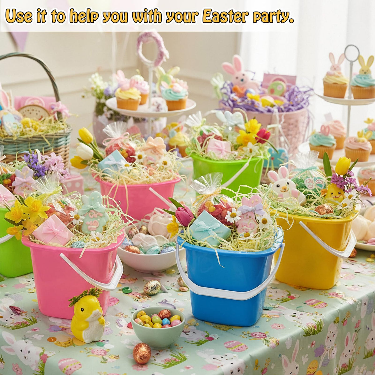 FillTouch pink Easter square bucket cheerful gift container and display
