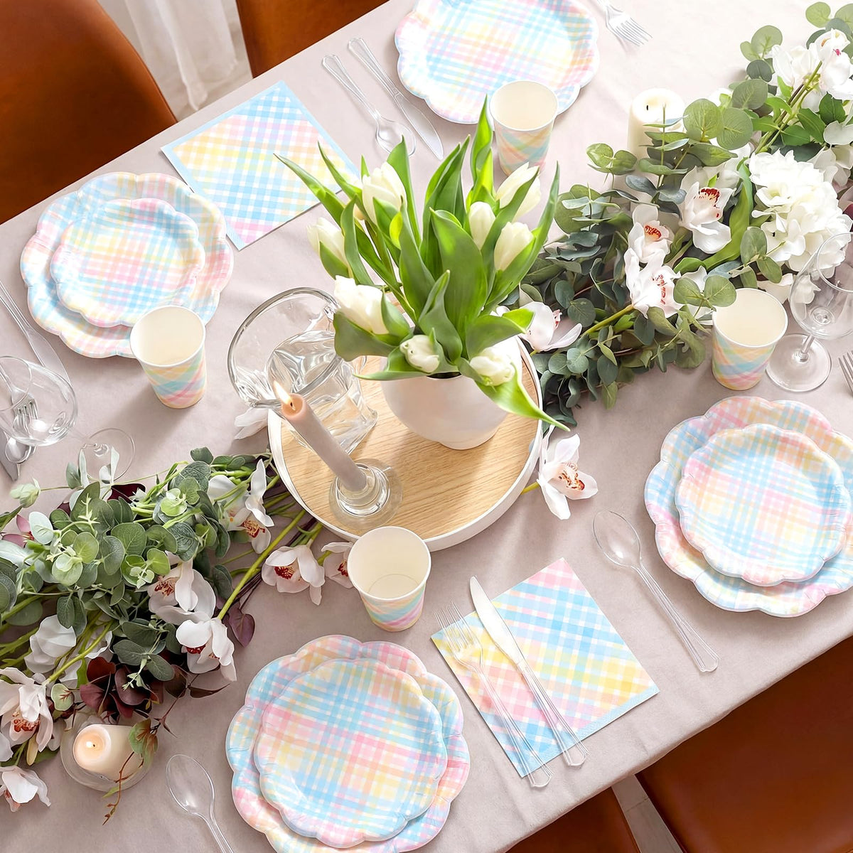 FillTouch Easter spring party setup coordinates decor and tableware.