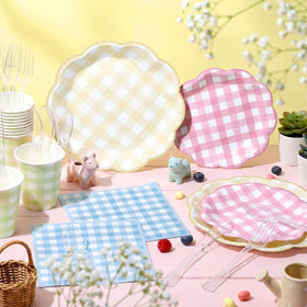 FillTouch pastel gingham blue napkins add soft color to table decor