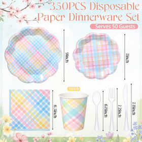 FillTouch pastel gingham 9in plates ideal for main courses at Easter gatherings.