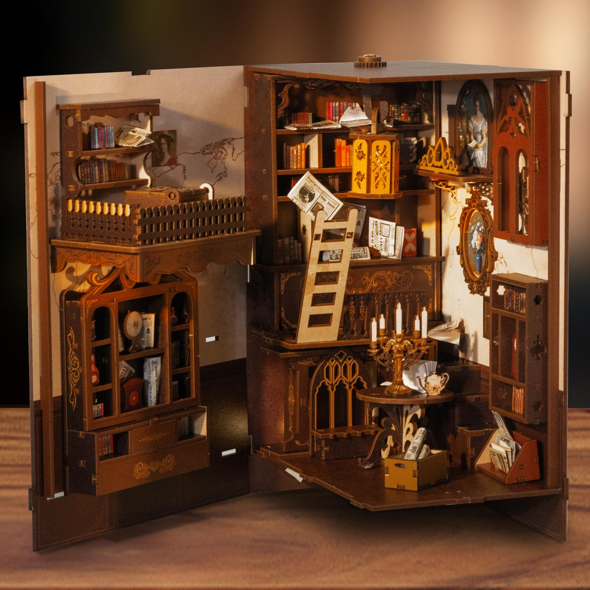 Fimeetoy Book Nook Kit laser-cut wood for durable display