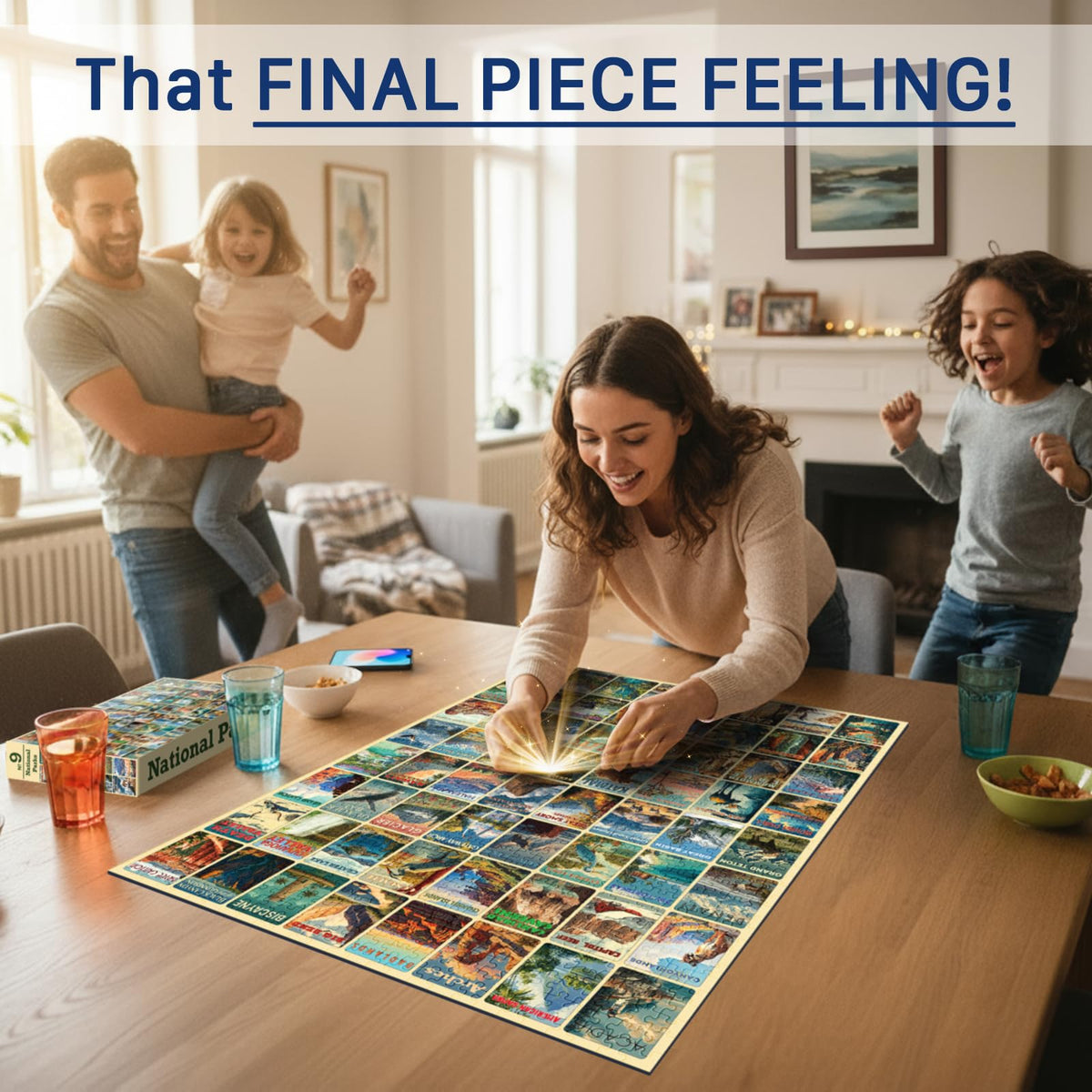Final Piece Puzzles display-worthy box on a shelf doubles as décor