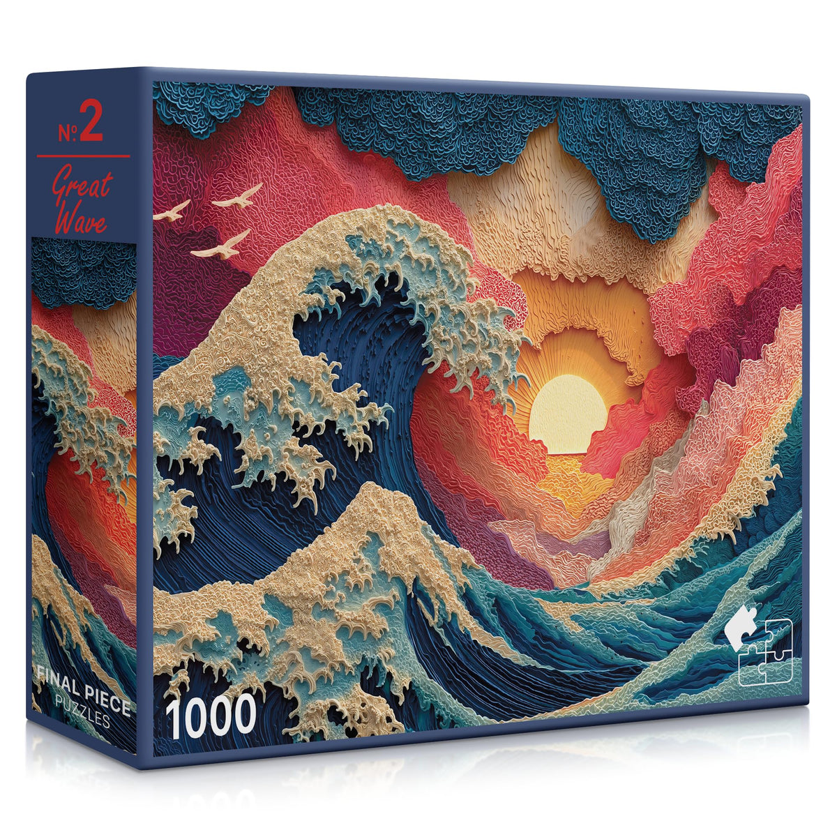 Final Piece Puzzles Great Wave 1000-piece puzzle box with premium packaging for gifting.