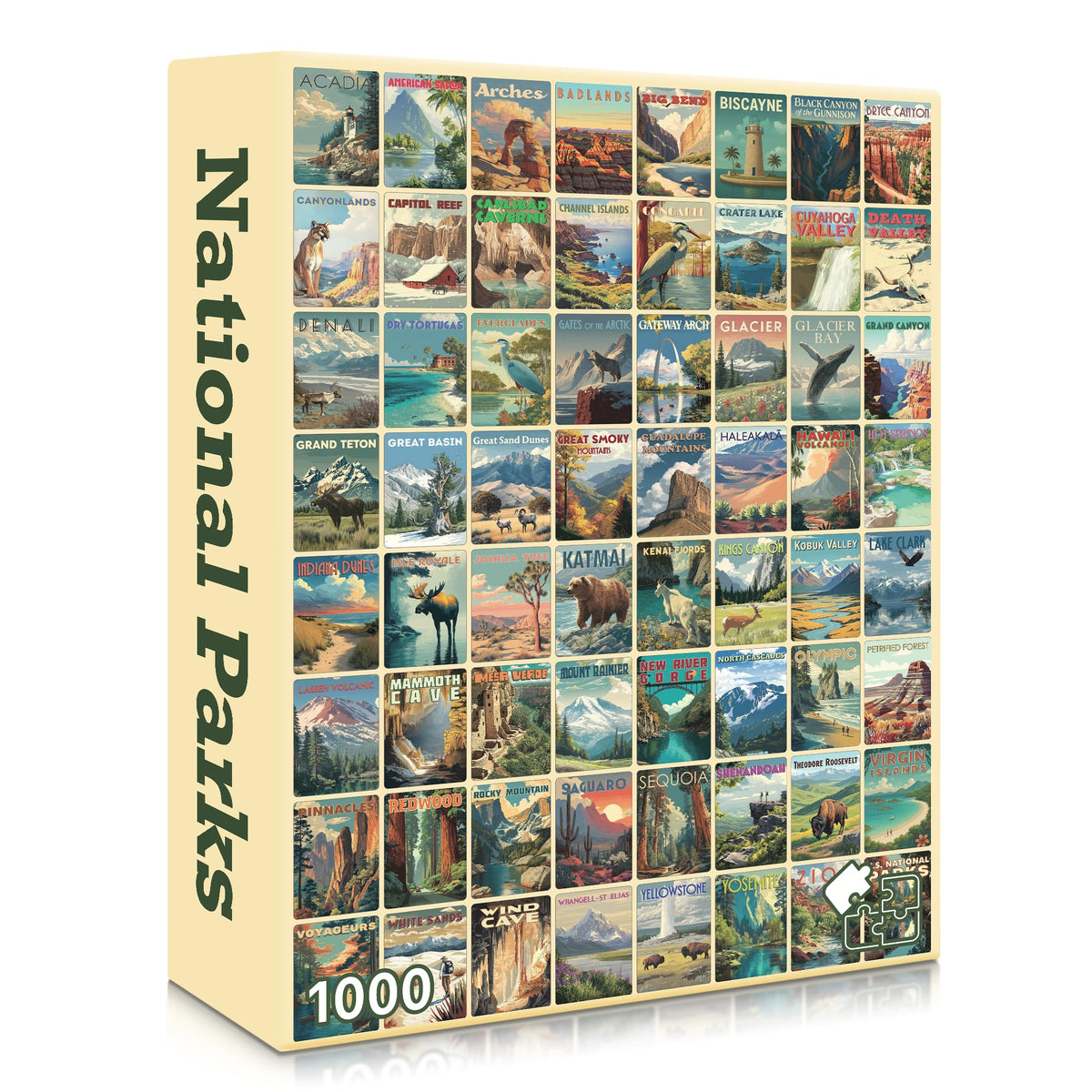 Final Piece Puzzles National Parks box on a shelf showcasing premium packaging ideal for gifting