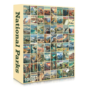 Final Piece Puzzles National Parks box on a shelf showcasing premium packaging ideal for gifting