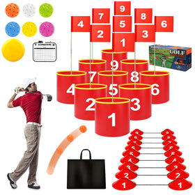 FINCOME Golf Yard Bucket nine-hole setup for backyard practice