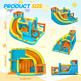 FINCOME inflatable bounce house ball shooting area boosts hand-eye coordination during play
