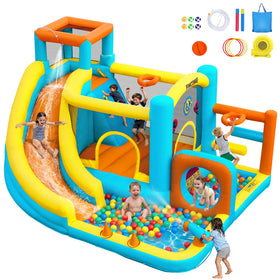 FINCOME inflatable bounce house exterior view for outdoor backyard fun