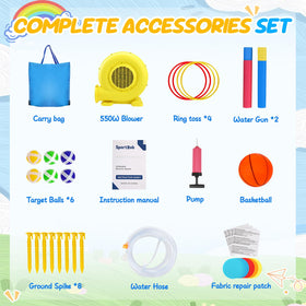FINCOME inflatable bounce house quick inflation setup with 550W blower