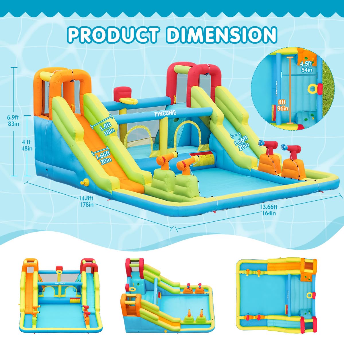 FINCOME water pool area keeps kids safely contained while splashing