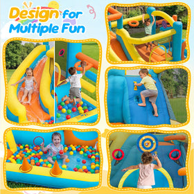 FINCOME inflatable bounce house water slide splash features for cooling summertime fun