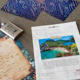 Finders Seekers Greek Isles game box showcases contents and setup ease
