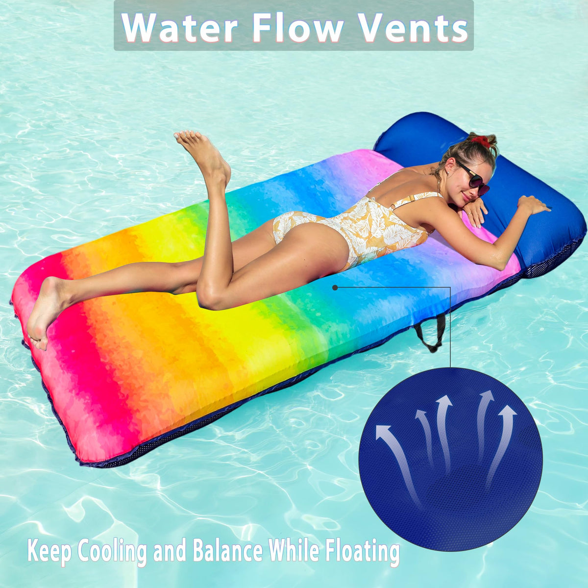 FindUWill oversized pool float fabric-cover provides premium texture for stylish summer relaxation