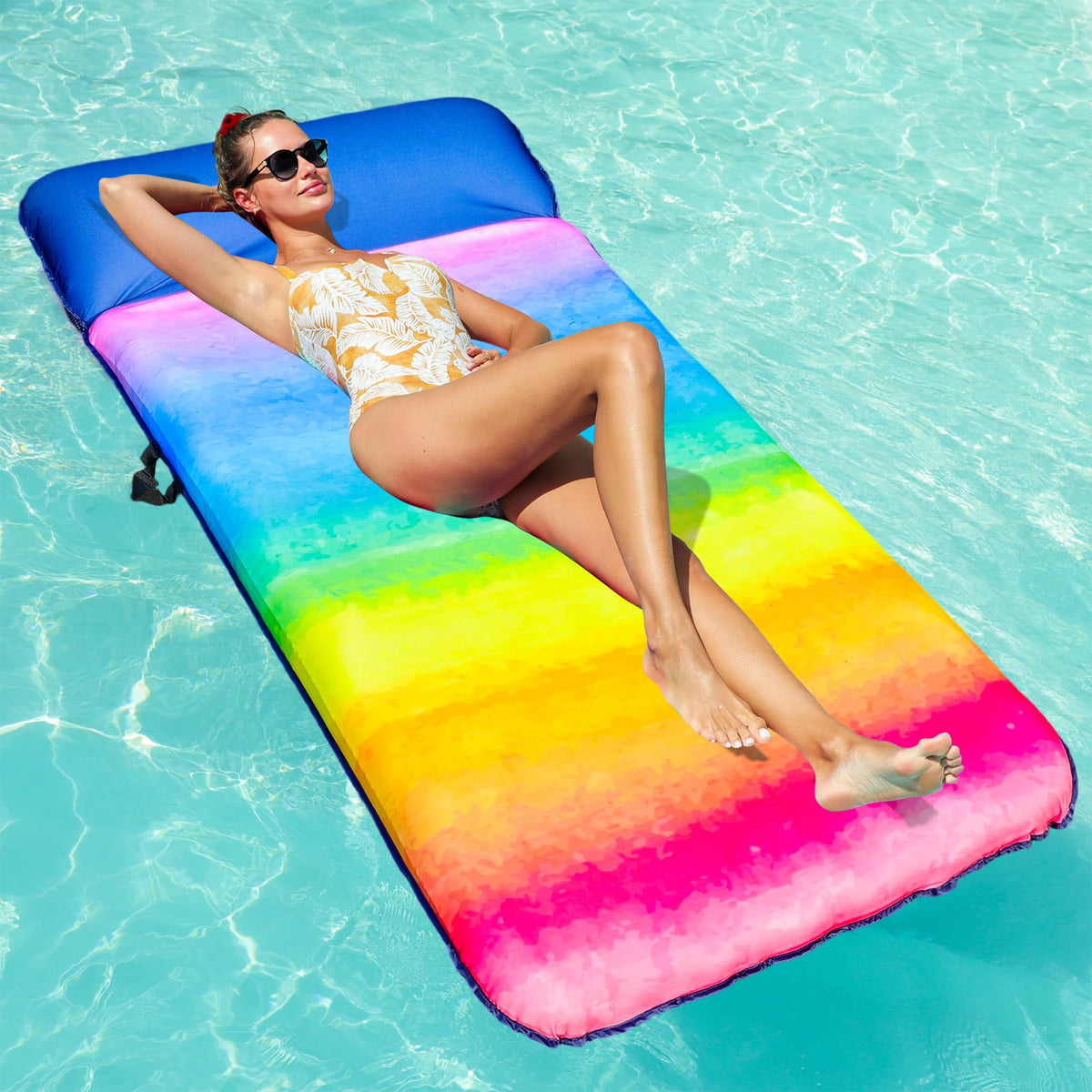 FindUWill oversized pool float headrest offers ergonomic support for long, comfortable lounging