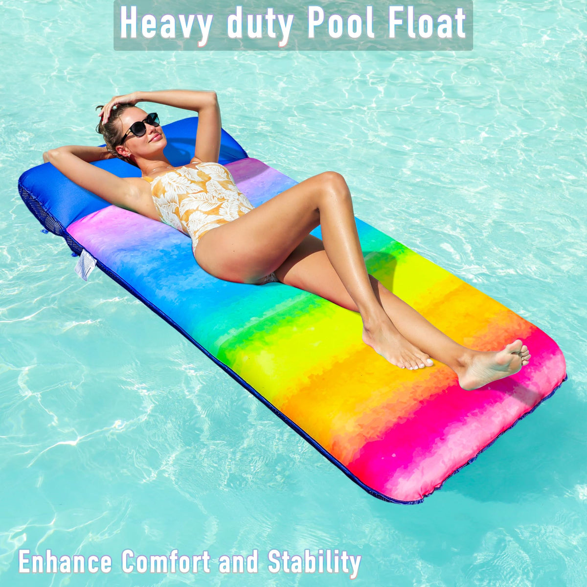 FindUWill oversized pool float heavy-duty design supports up to 350 lbs