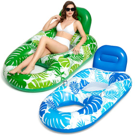 FindUWill two-pack inflatable pool floats 65x42 inch lounger for easy transport and shared lounging