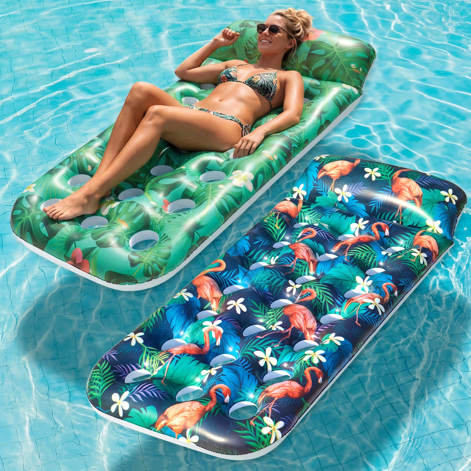 FindUWill 2-pack inflatable pool floats with headrest for relaxing lounge