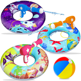 FindUWill 3-pack pool floats with water guns ready for fun pool battles.
