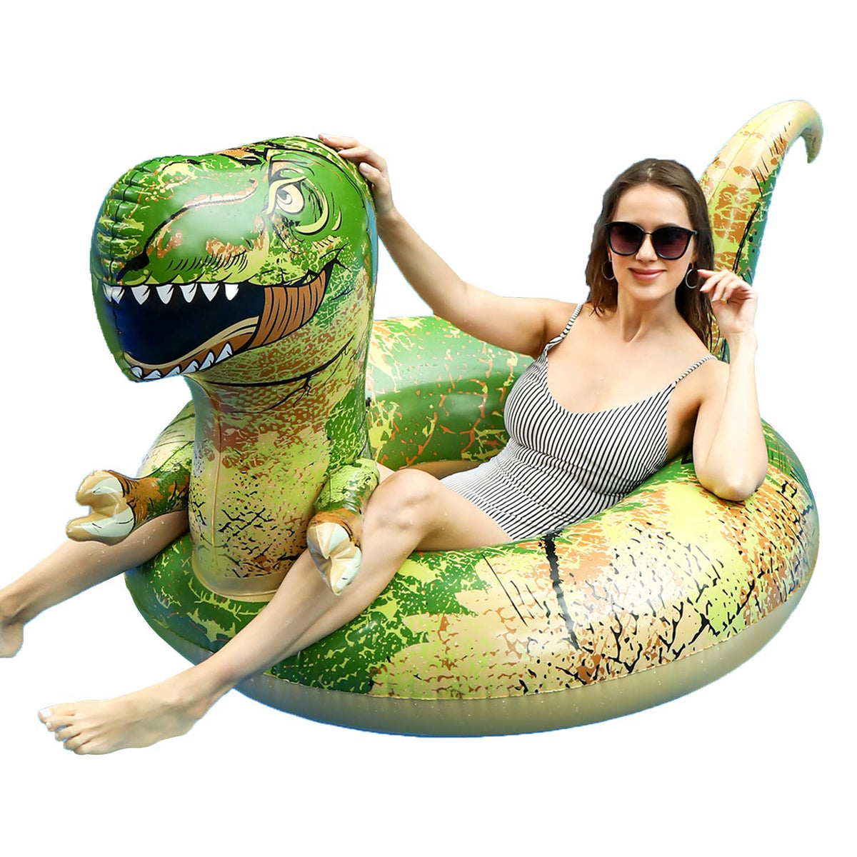 FindUWill dinosaur pool float 62-inch—bright colors for sunny pool days.