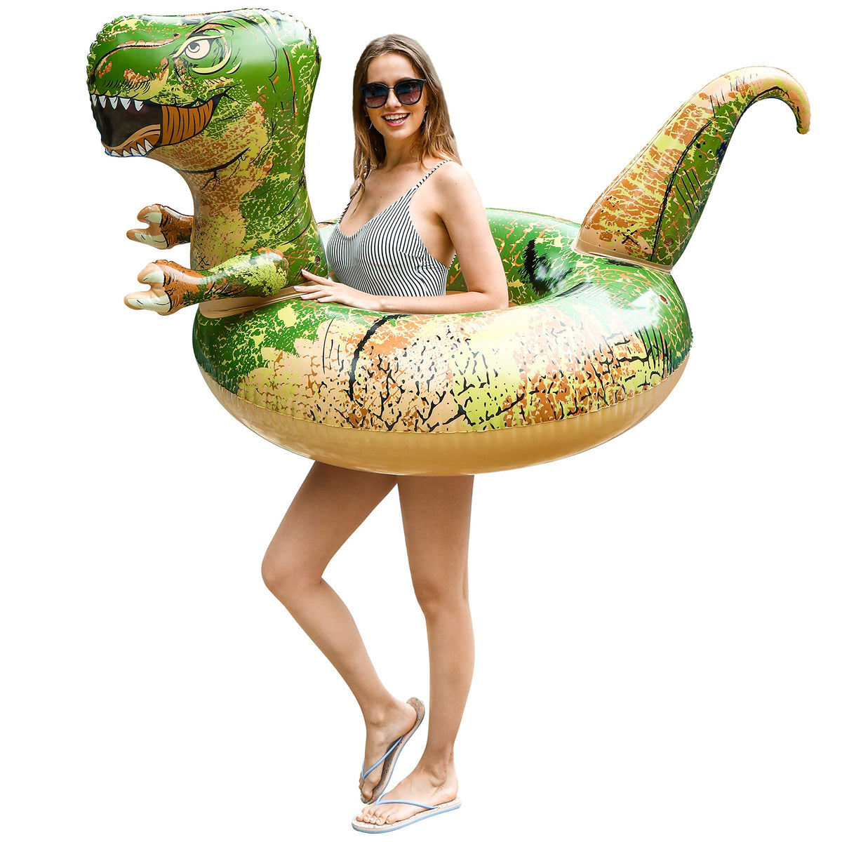 FindUWill dinosaur pool float 62-inch full-view captures summer fun.
