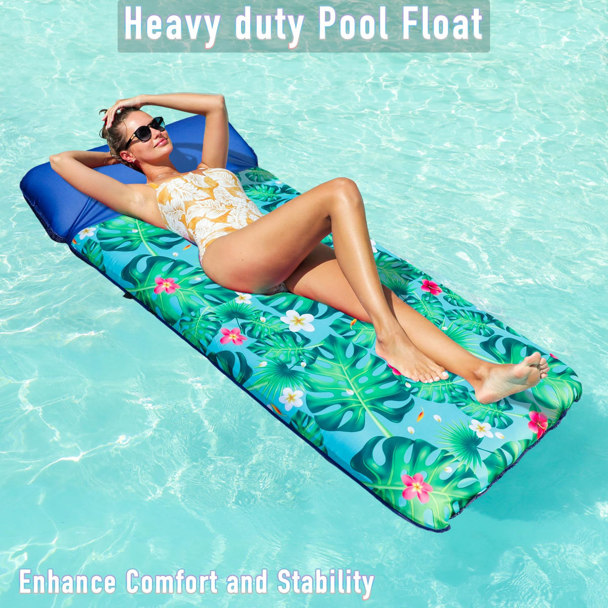 FindUWill fabric-covered pool float with mesh panel stays cooler.