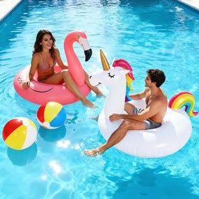 FindUWill flamingo pool float with bright pink hue for sunny water parties