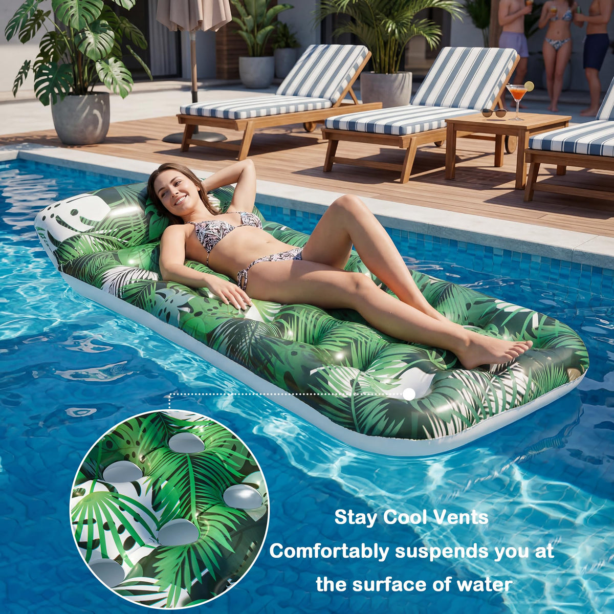 FindUWill heavy-duty raft demonstrates stability for confident lounging on various waters.
