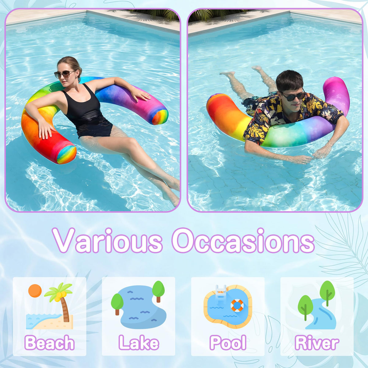 FindUWill inflatable noodles heavy-duty-construction visible reinforced seams for long-lasting summer use.