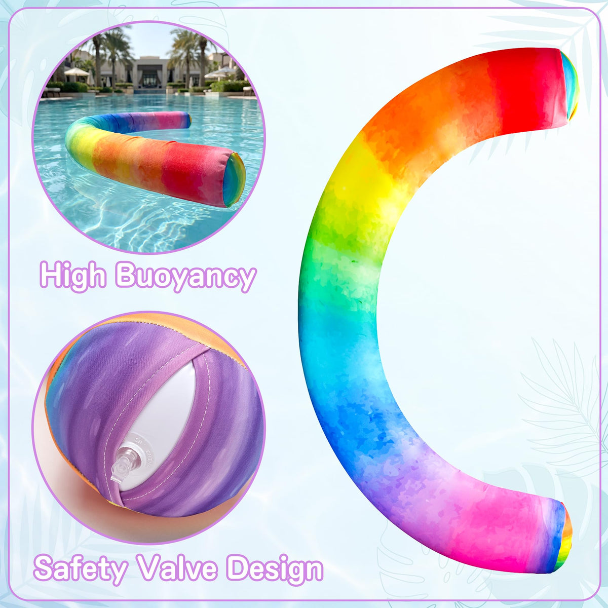 FindUWill inflatable noodles premium-buoyancy provide supportive float for swimming practice.