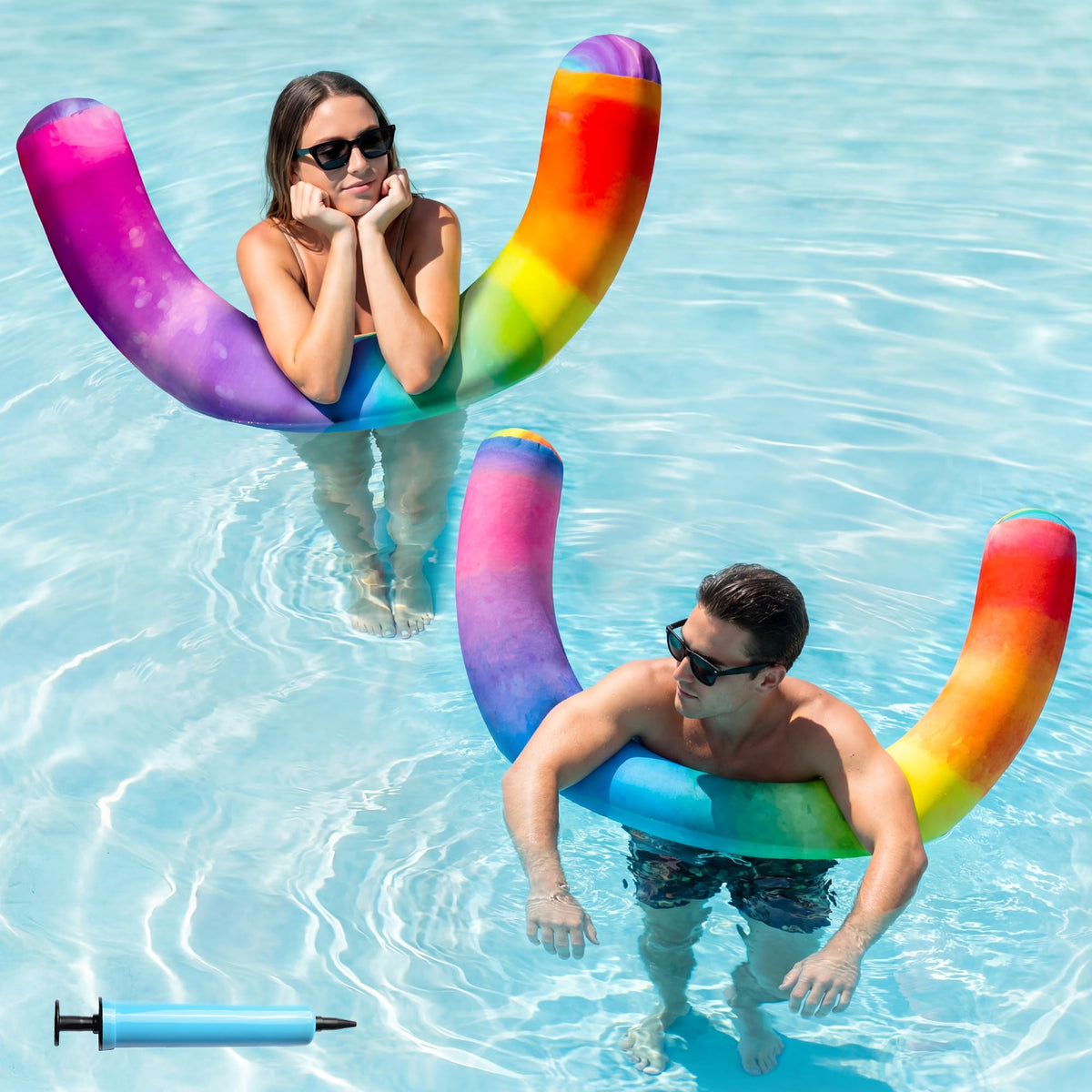 FindUWill inflatable noodles with soft-fabric-cover closeup for a cool, comfortable float.