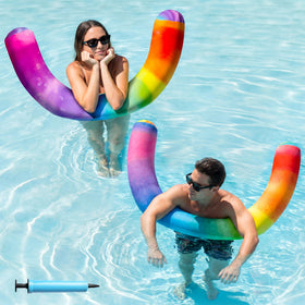 FindUWill inflatable noodles with soft-fabric-cover closeup for a cool, comfortable float.
