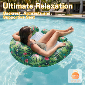 FindUWill inflatable pool float chair 2-pack in use during pool or lake days