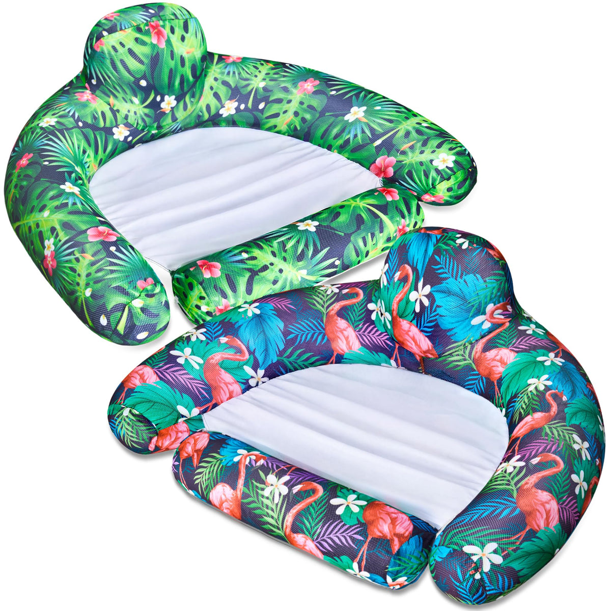 FindUWill inflatable pool float chair 2-pack side view showing easy entry and comfort