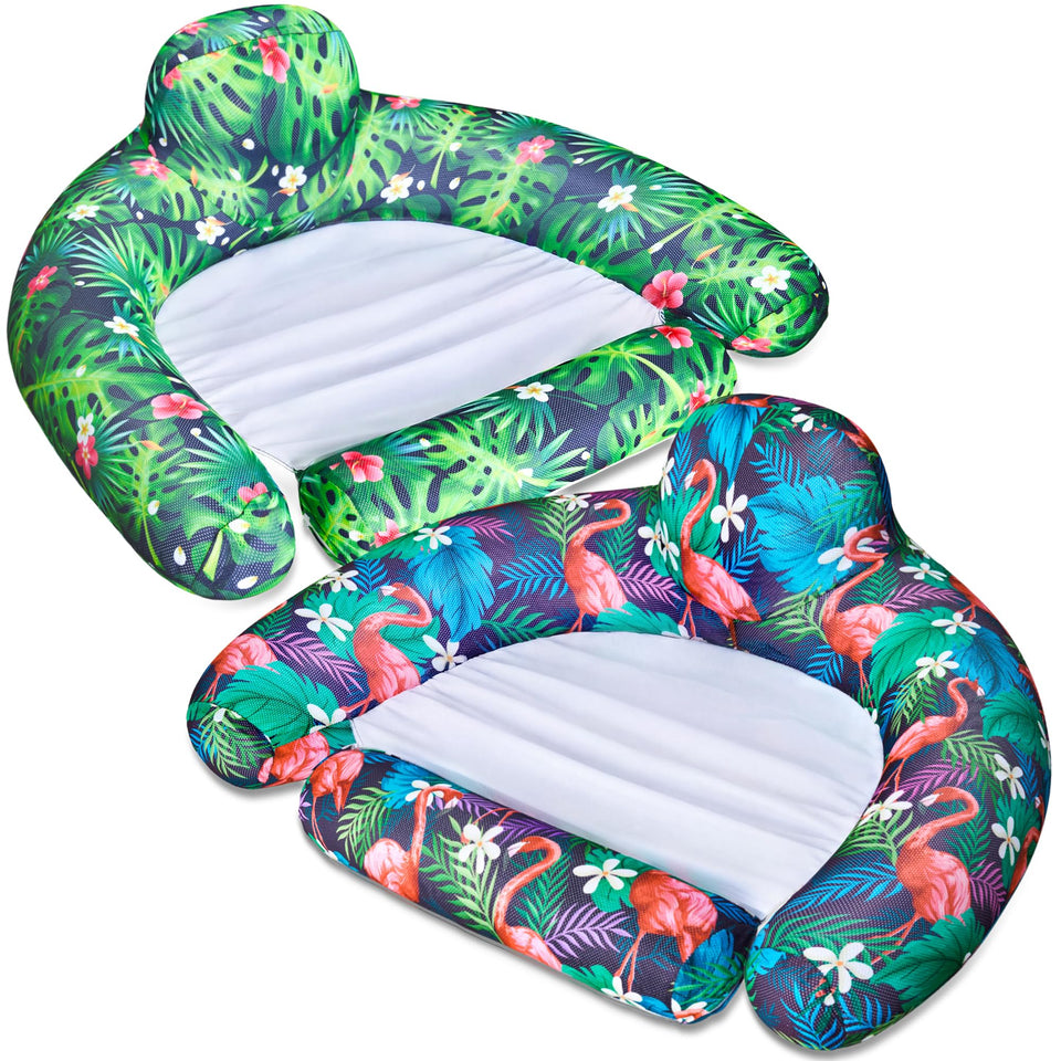 FindUWill inflatable pool float chair 2-pack side view showing easy entry and comfort