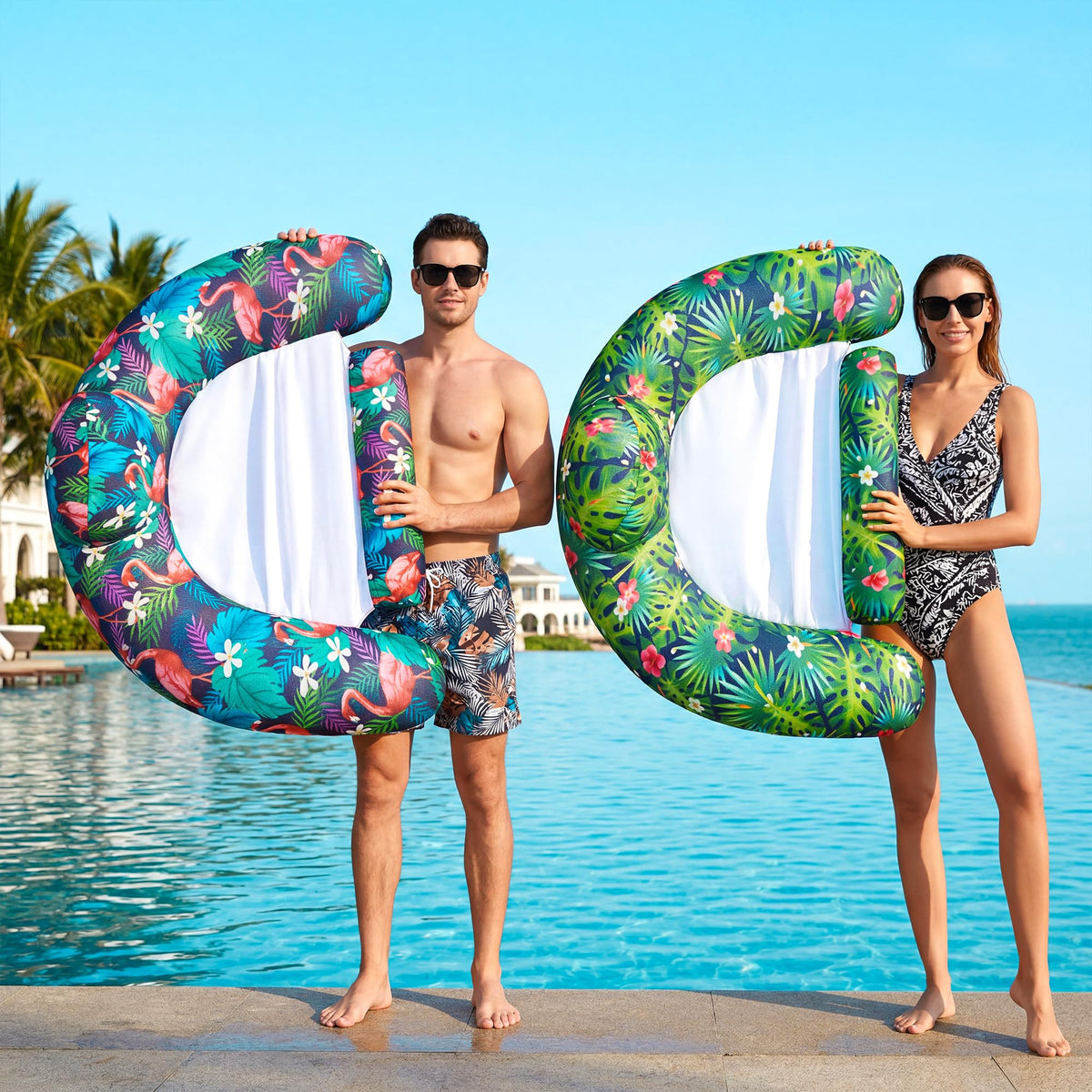 FindUWill inflatable pool float chair 2-pack two-pack value for pool parties