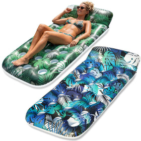 FindUWill inflatable pool float lounge with headrest offers comfortable support for relaxed pool days.