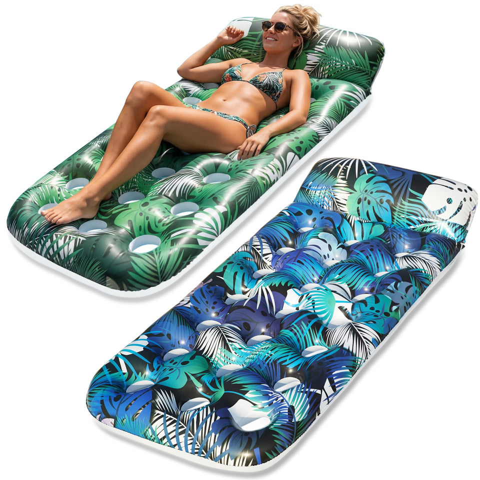 FindUWill inflatable pool float lounge with headrest offers comfortable support for relaxed pool days.
