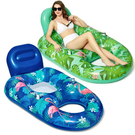 FindUWill inflatable pool float lounger 65x42 laid out on pool deck for sun-soaked lounging