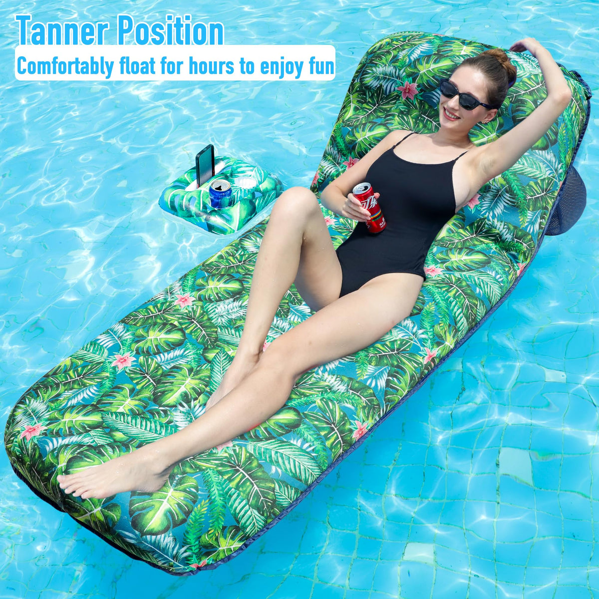 FindUWill pool float with cup holder keeps drinks within reach during lounging
