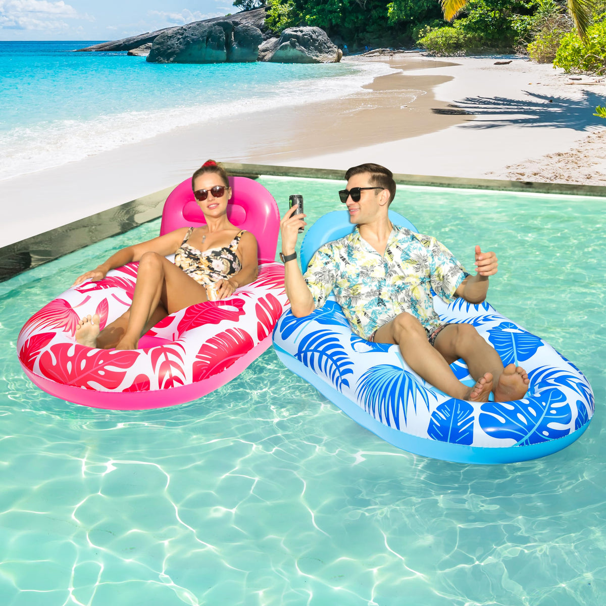 FindUWill inflatable pool lounger with breathable mesh seat close-up.