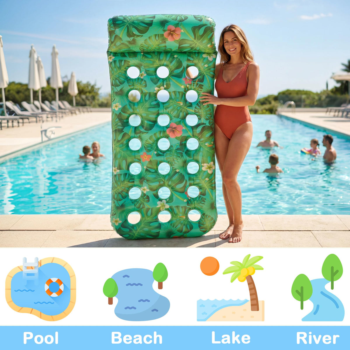 FindUWill inflatable raft ideal for lakes and beaches during vacations