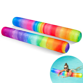 FindUWill inflatable swim noodle rainbow pack front view with buoyant design